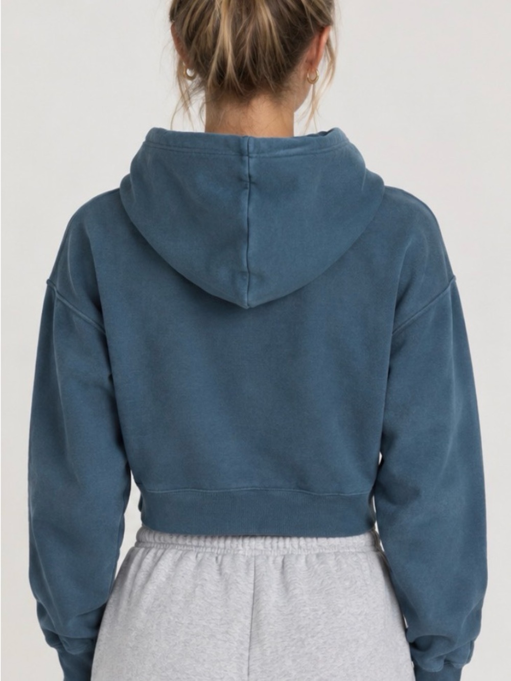 Abercrombie & Fitch Slate Blue Cropped Hoodie XS - Picture 2 of 5
